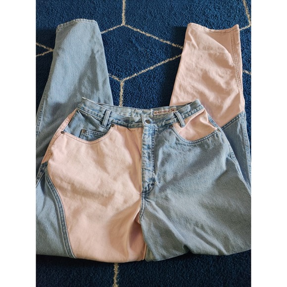 Quarter Horse 2 Tone Pink & Denim Jeans Size 17 - Picture 2 of 8